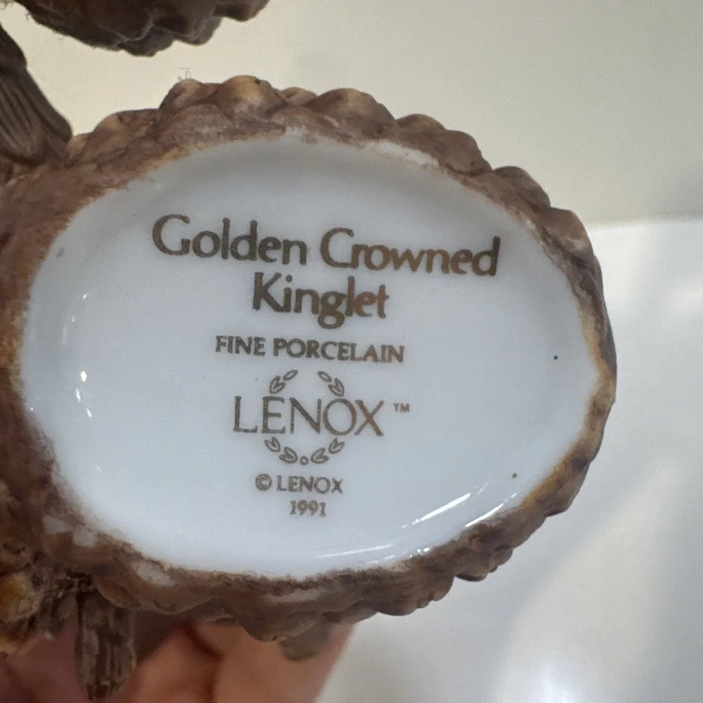 Vtg Lenox Golden Crowned Kinglet Figurine Garden Bird Collection Fine Porcelain